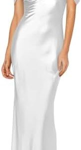 BOLENSYE Satin Bridesmaid Dresses for Women | Off The Shoulder Long Prom Dress | Ruched Evening Party Gown | OEKO-TEX ST