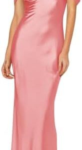 BOLENSYE Satin Bridesmaid Dress | Off The Shoulder Long Prom Dress for Women | Ruched Evening Party Gown | OEKO-TEX STAN